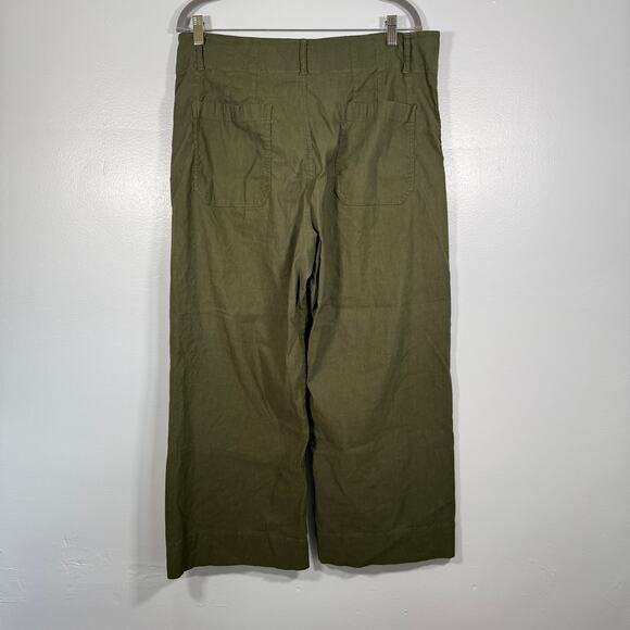 Maeve Anthropologie Colette Olive Green Wide Leg Twill Crop Pant Plus Size 22 - Picture 3 of 7